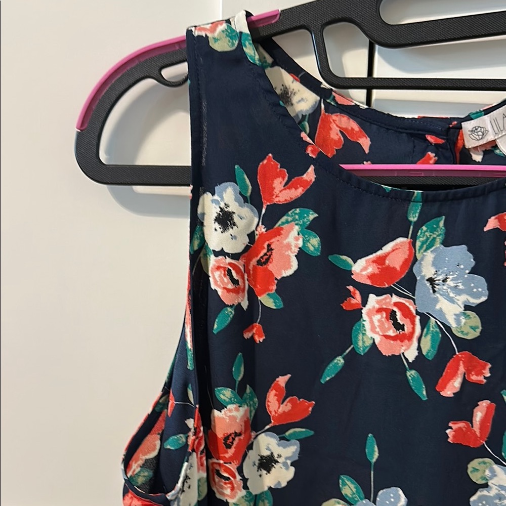 Lila Rose Red and Blue Floral Tank Top